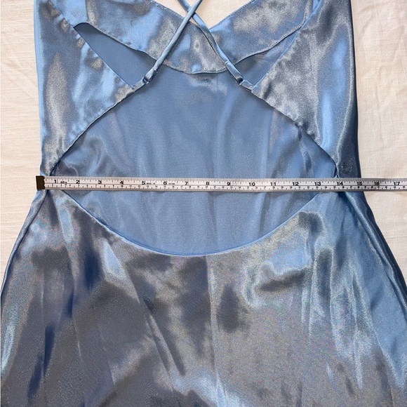Victorias Secret Satin Y2K Cinderella Blue Open Back Slip Dress Intimates L - Picture 7 of 7